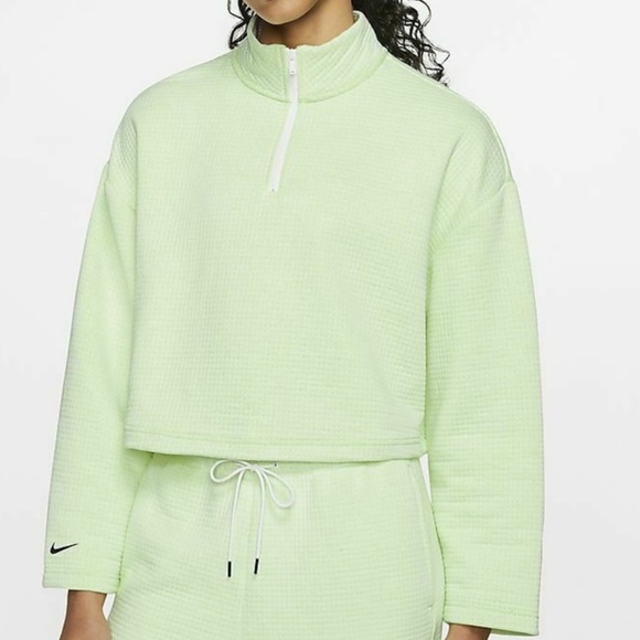 Nike Tops - Nike Tech 1/4 Zip Crop Fleece Neon